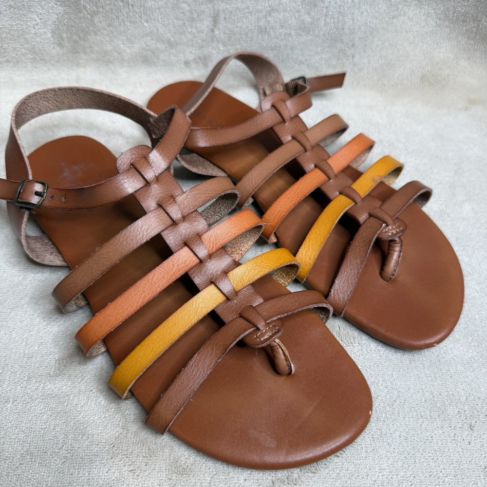 Maurice's Strappy Gladiator Sandals, Women's Size 7 Shoe, Brown, Orange, Yellow
